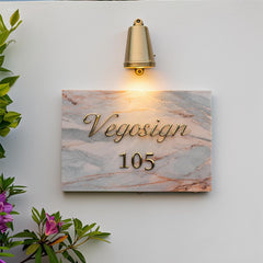 Number + Name  Signs – Vintage Black Walnut Brass Door Plate