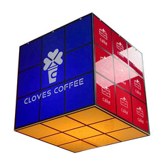 Hanging Shop Signs |Rotating Cube Acrylic Hanging Shop Sign – Playful Design Custom