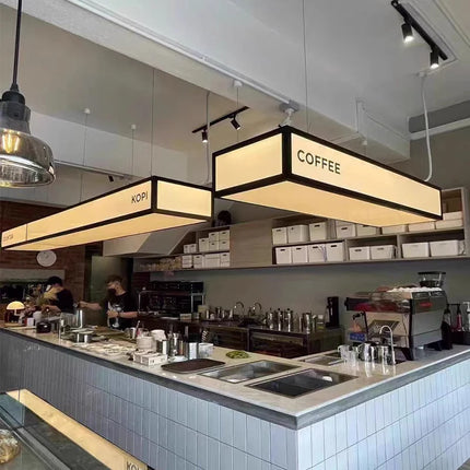 Acrylic Bar Lightbox – Custom Hanging Cafe Sign – Adjustable LED Ceiling Display