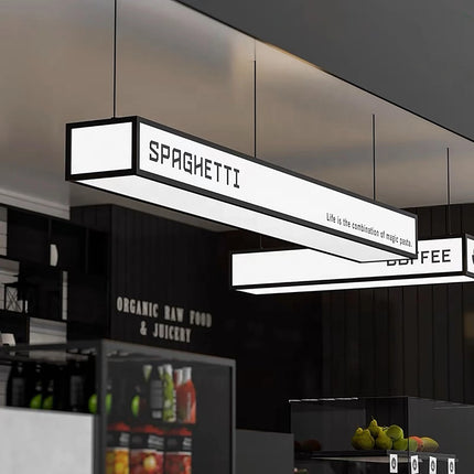 Acrylic Bar Lightbox – Custom Hanging Cafe Sign – Adjustable LED Ceiling Display