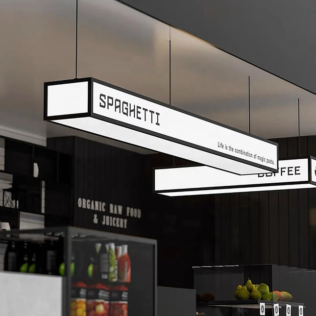 Acrylic Bar Lightbox – Custom Hanging Cafe Sign – Adjustable LED Ceiling Display