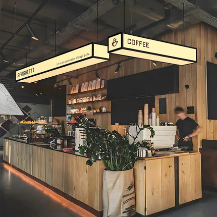 Acrylic Bar Lightbox – Custom Hanging Cafe Sign – Adjustable LED Ceiling Display