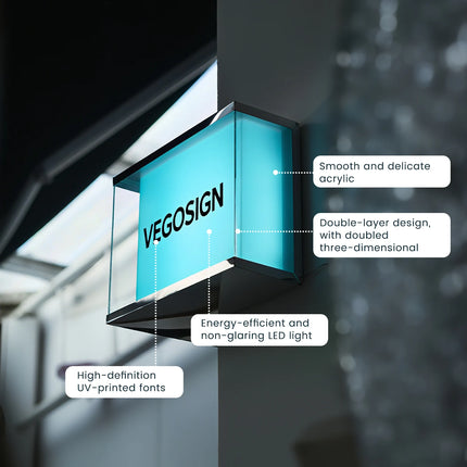 Acrylic Modern Business Sign – Custom Side-Mount Lightbox with LED Glow