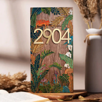 Artisanal Walnut Cloisonné Enamel Flat Door Sign