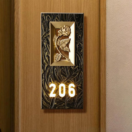 Artistic Embossed Luminous Brass Flat Door Sign