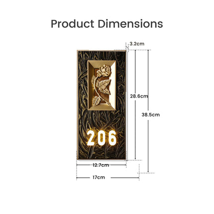 Artistic Embossed Luminous Brass Flat Door Sign