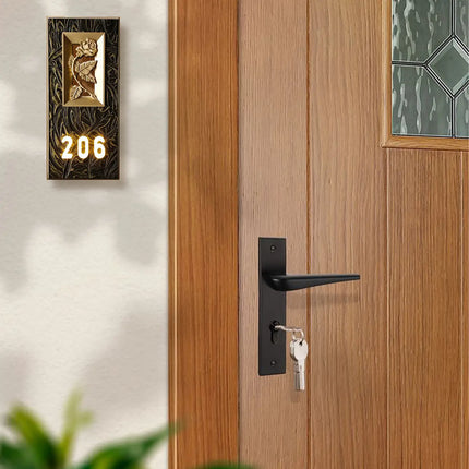 Artistic Embossed Luminous Brass Flat Door Sign