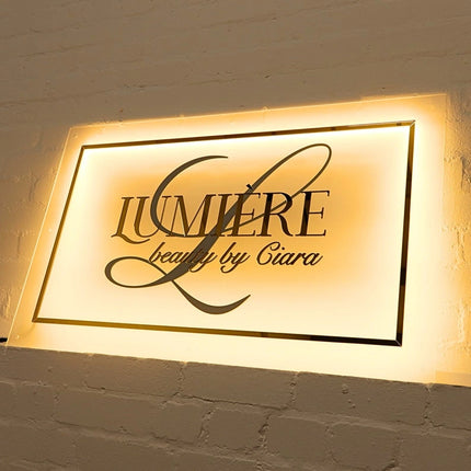 Backlit Acrylic Sign – Custom 3D UV Lettering – Indoor LED Beauty Salon Signage