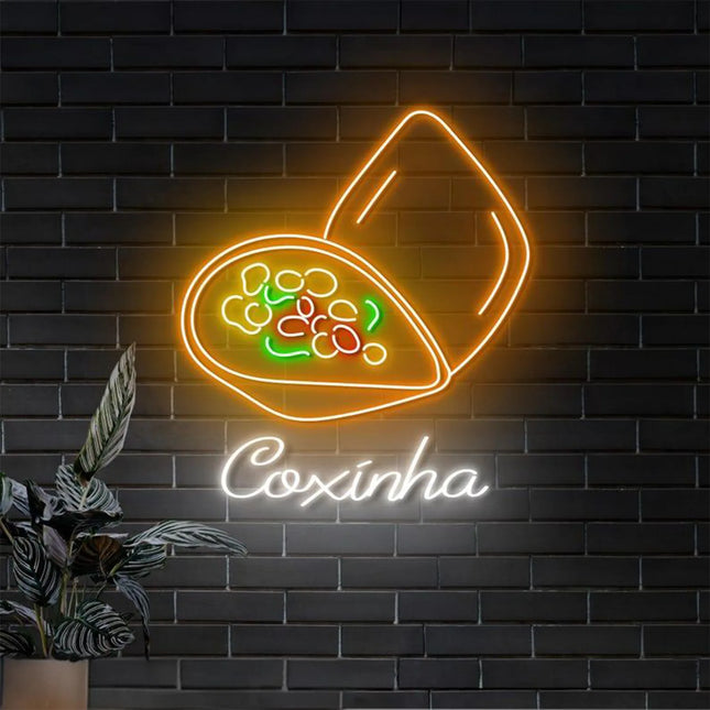 Brazilian Coxinha Neon Sign – Custom LED Wall Light for Restaurant or Home Decor