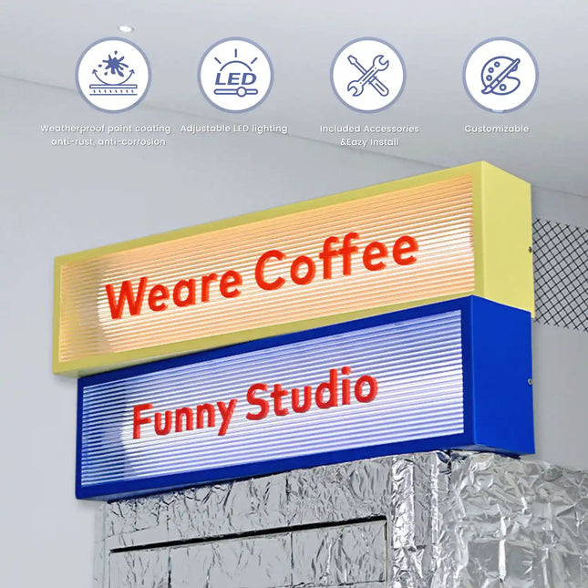 Cartoon Ripple Acrylic Light Box – Custom Shop Sign in Yellow or Blue
