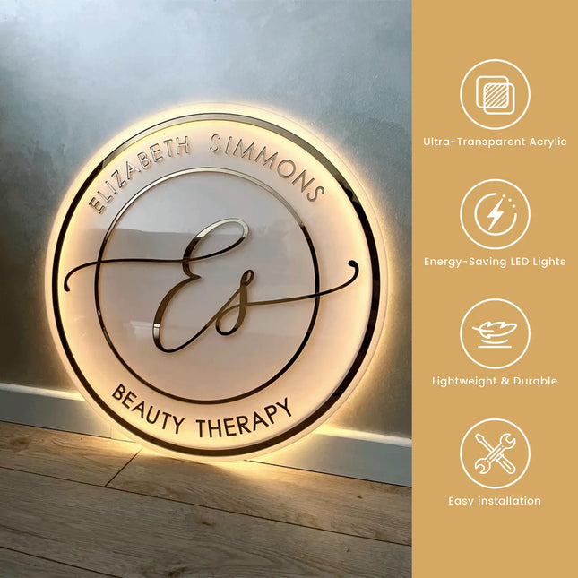 Custom Acrylic Illuminated Business Shop Sign – Logo Wall Sign for Office