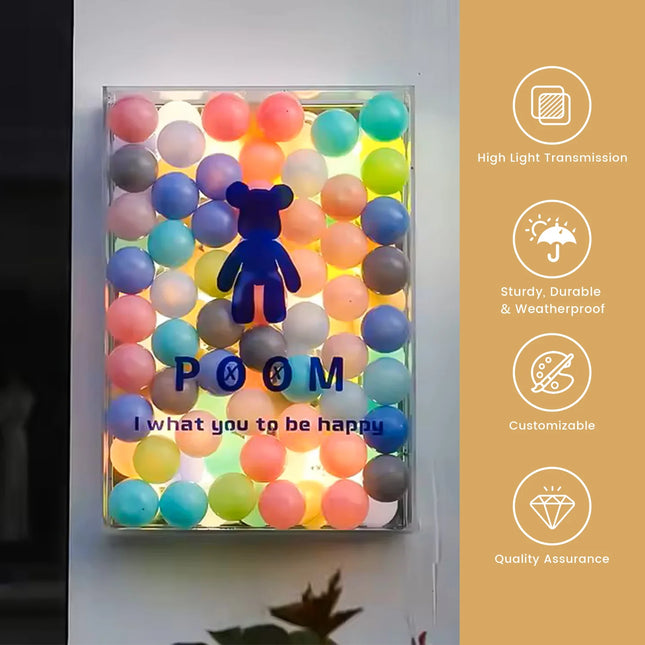 Custom Acrylic Light box Shop Sign with Color Balls – Wall Display for Stores