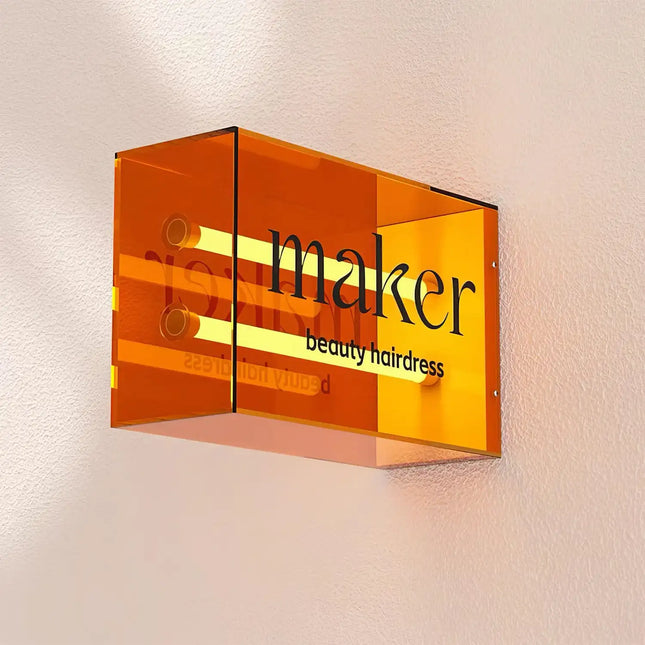 Custom Acrylic Side-Mount Shop Sign with Tube Lighting – Wall Light box