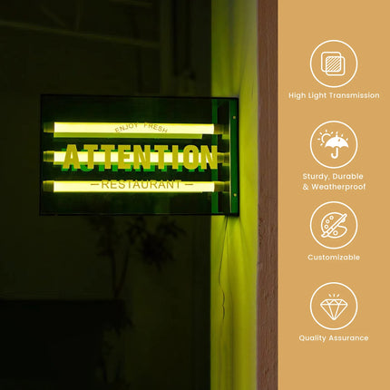 Custom Acrylic Side-Mount Shop Sign with Tube Lighting – Wall Light box