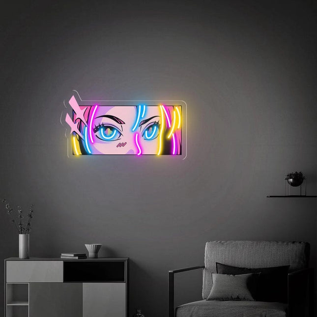 Custom Anime Eyes LED Neon Sign – Personalized Pop Art Light for Girls Room, Bedroom Decor, or Gift