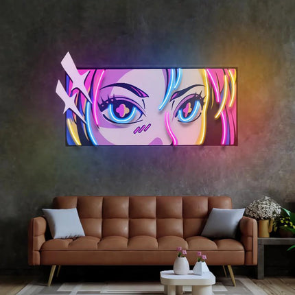 Custom Anime Eyes LED Neon Sign – Personalized Pop Art Light for Girls Room, Bedroom Decor, or Gift