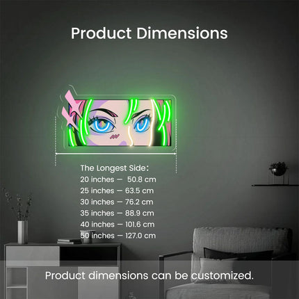 Custom Anime Eyes LED Neon Sign – Personalized Pop Art Light for Girls Room, Bedroom Decor, or Gift