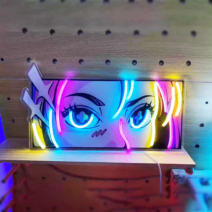 Custom Anime Eyes LED Neon Sign – Personalized Pop Art Light for Girls Room, Bedroom Decor, or Gift
