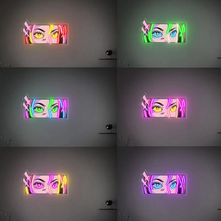 Custom Anime Eyes LED Neon Sign – Personalized Pop Art Light for Girls Room, Bedroom Decor, or Gift
