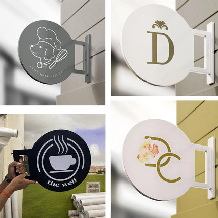 Custom Minimalist Round Metal Shop Sign – Business Sign for Storefronts