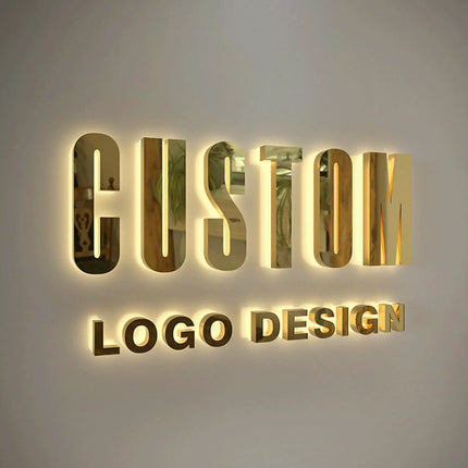 Custom Modern 3D Metal Backlit Shop Sign – Minimalist Wall Letter Sign