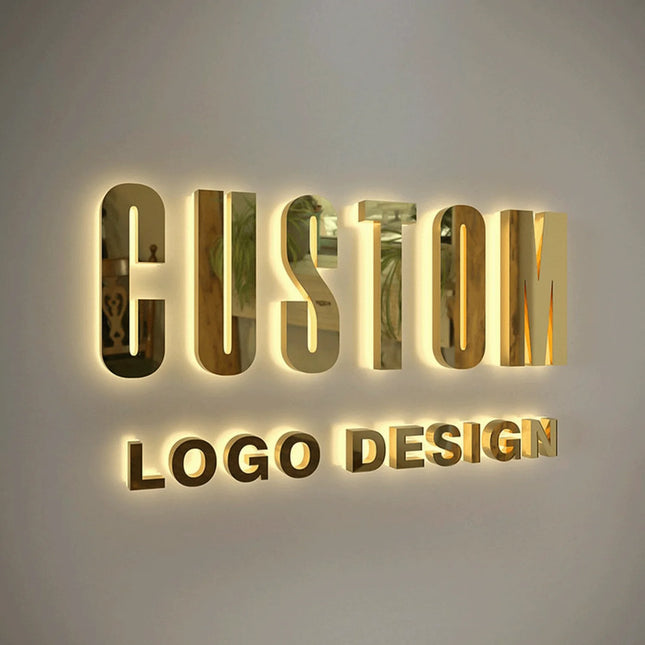 Custom Modern 3D Metal Backlit Shop Sign – Minimalist Wall Letter Sign