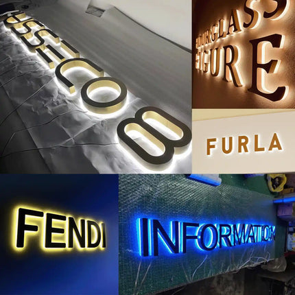Custom Modern 3D Metal Backlit Shop Sign – Minimalist Wall Letter Sign