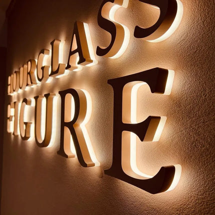 Custom Modern 3D Metal Backlit Shop Sign – Minimalist Wall Letter Sign