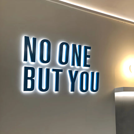 Custom Modern 3D Metal Backlit Shop Sign – Minimalist Wall Letter Sign