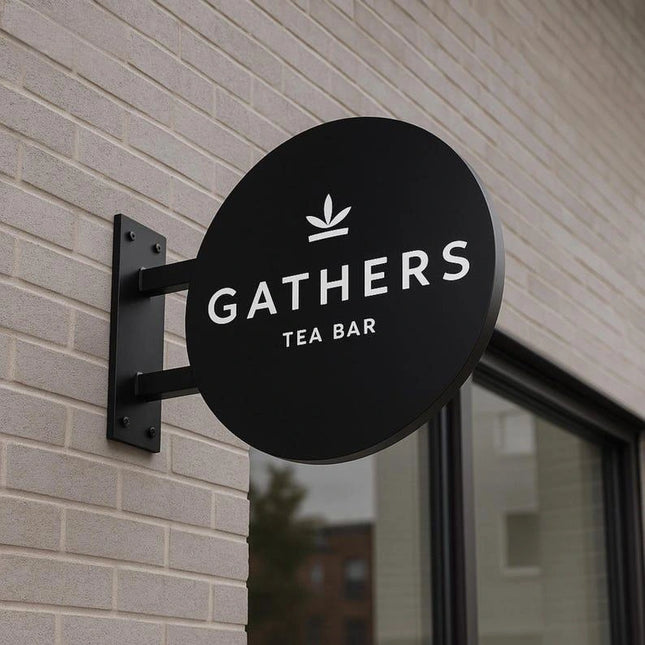 Custom Round Double-Sided Metal Business Sign – Modern Shop Sign