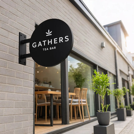 Custom Round Double-Sided Metal Business Sign – Modern Shop Sign