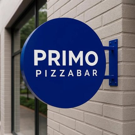 Custom Round Double-Sided Metal Business Sign – Modern Shop Sign
