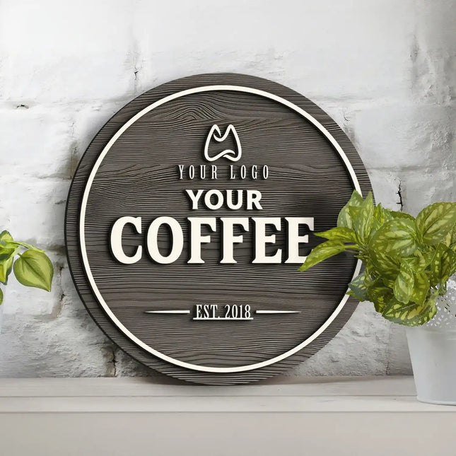 Custom Wooden Vintage Round Business Sign – Rustic Shop Sign 01