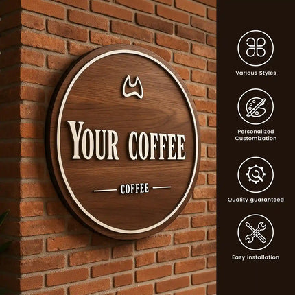 Custom Wooden Vintage Round Business Sign – Rustic Shop Sign 03