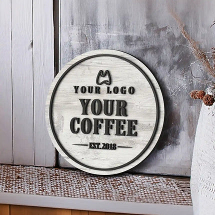 Custom Wooden Vintage Round Business Sign – Rustic Shop Sign 07