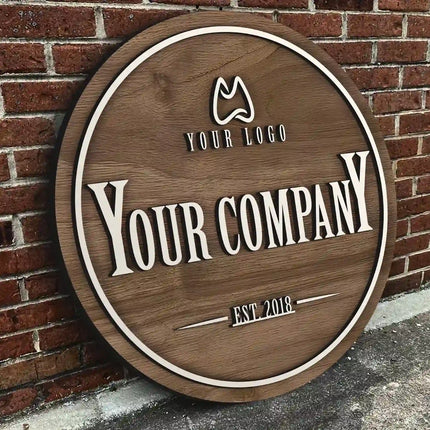 Custom Wooden Vintage Round Business Sign – Rustic Shop Sign 09
