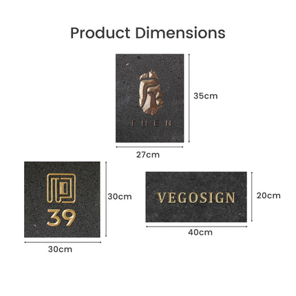 Design Black Travertine Brass Lamp Doorplate