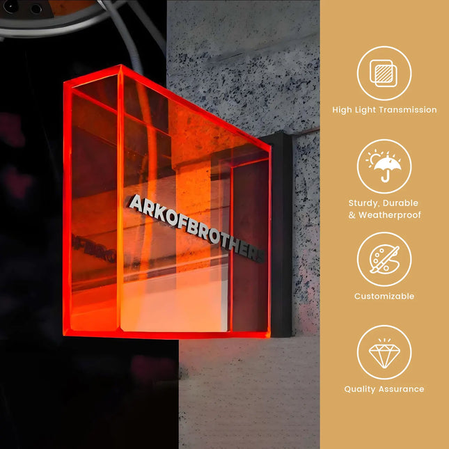 Designer Acrylic Side-Mount Business Sign – Custom Multi-Color Light box for Storefronts