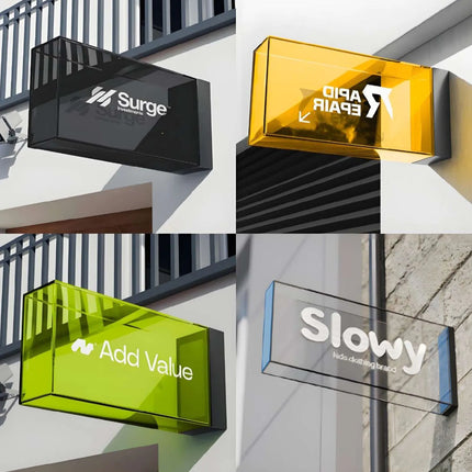 Designer Acrylic Side-Mount Business Sign – Custom Multi-Color Light box for Storefronts