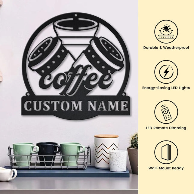 Dimmable Metal Neon Coffee Sign | Coffee Bar,Home Decor, Coffee Lover Gift, Adjustable Brightness02