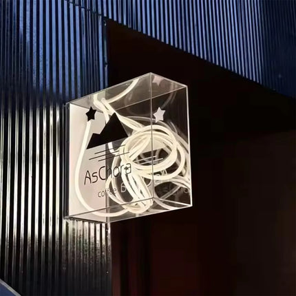 Double-Sided Outdoor LED Light Box – Custom Acrylic Shop Sign with Stacked LED Tubes