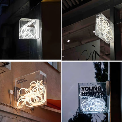 Double-Sided Outdoor LED Light Box – Custom Acrylic Shop Sign with Stacked LED Tubes