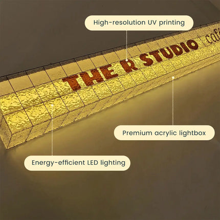 Full Glow Acrylic Light Box – Custom Rectangular Shop Sign for High-End Branding