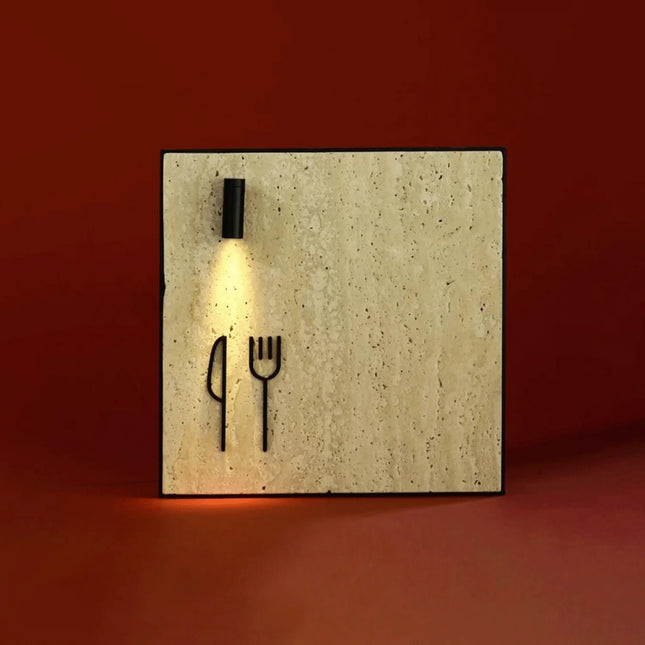 High-End Spotlight Luminous Travertine Sign for Business, Doorplate