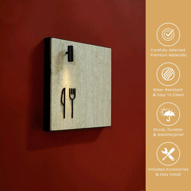 High-End Spotlight Luminous Travertine Sign for Business, Doorplate