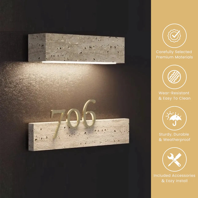 High-Grade Double-layer Luminous Travertine Doorplate