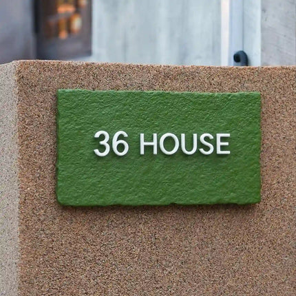 High-Grade Natural Creek Stone Brass Suspended Letter House Sign