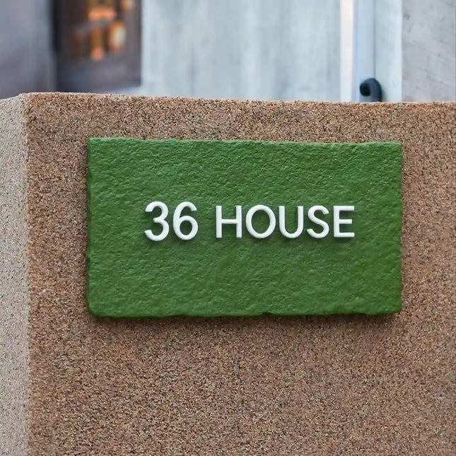 High-Grade Natural Creek Stone Brass Suspended Letter House Sign