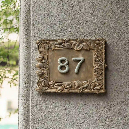 High-Grade Natural Limestone House Sign with Ceramic Lettering
