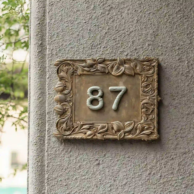 High-Grade Natural Limestone House Sign with Ceramic Lettering